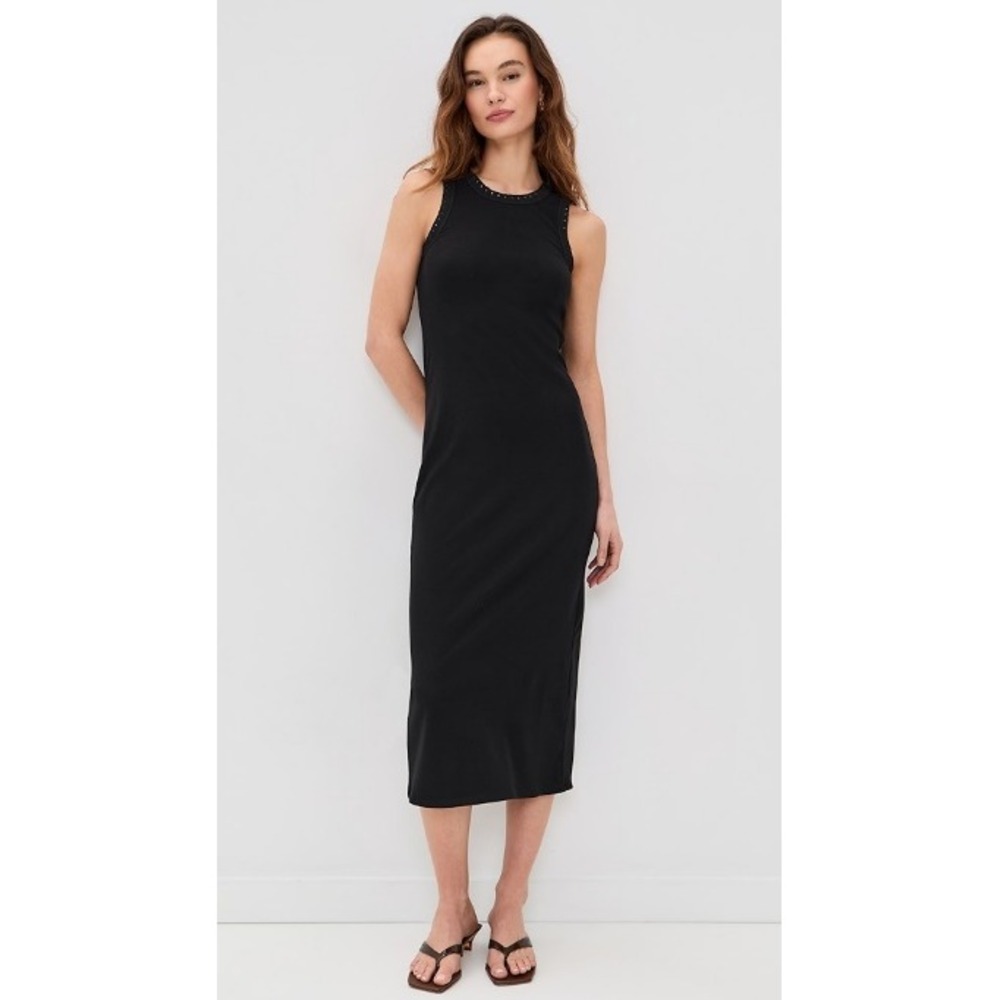 NWT Z Supply Clarke Midi Dress Ribbed Eyelet Trim Bohemian Chic Black Medium